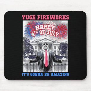 Funny Trump Happy 4th Of July Yuge Fireworks Staff Mouse Mat