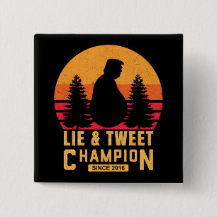 Funny Trump Hide and Seek Lie and Cheat 15 Cm Square Badge