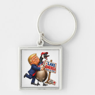 Funny Trump Hugging Goose Lake America Political H Key Ring
