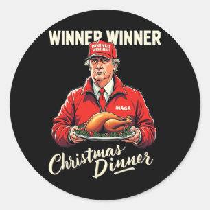 Funny Trump Humour Winner Winner Christmas Dinner Classic Round Sticker