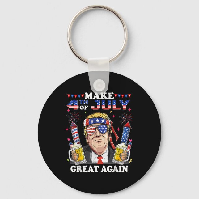 Funny Trump Independence Day Make 4th Of July Grea Key Ring (Front)