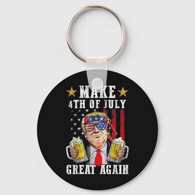 Funny Trump Independence Day Make 4th Of July Grea Key Ring (Front)