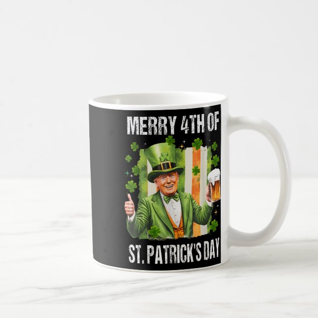 Funny Trump Leprechaun Hat Merry 4th Of St Patrick Coffee Mug (Right)