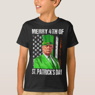 Funny Trump Leprechaun Hat Merry 4th Of St Patrick T-Shirt
