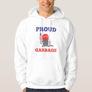 Funny Trump MAGA Cartoon Garbage Can American Flag Hoodie
