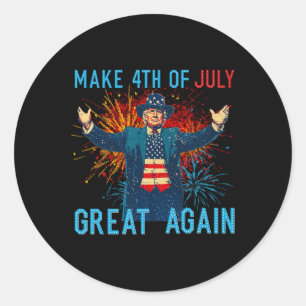Funny Trump Make 4th Of July Great Again Firework Classic Round Sticker