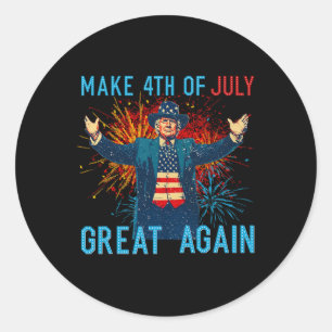Funny Trump Make 4th Of July Great Again Firework  Classic Round Sticker