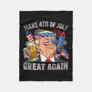 Funny Trump Make 4th Of July Great Again Men Drink Fleece Blanket