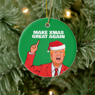 Funny Trump Make Christmas Great Again Ceramic Tree Decoration