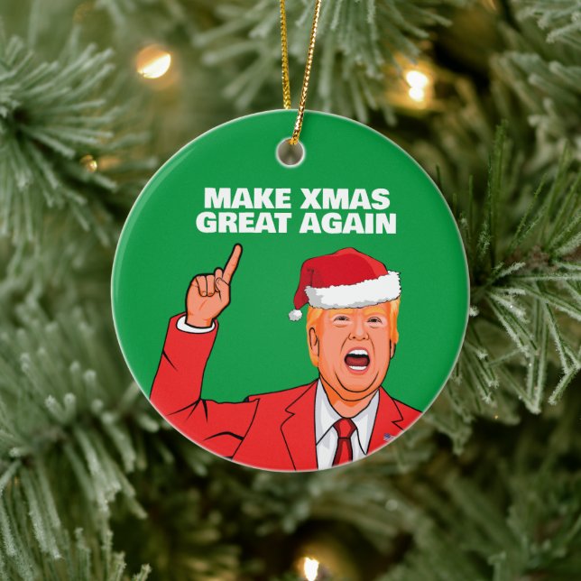 Funny Trump Make Christmas Great Again Ceramic Tree Decoration (Tree)