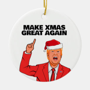 Funny Trump Make Christmas Great Again Ceramic Tree Decoration