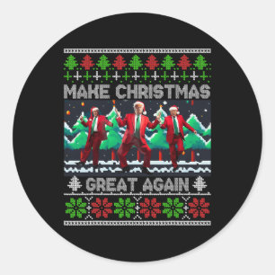 Funny Trump Make Christmas Great Again Ugly  Classic Round Sticker