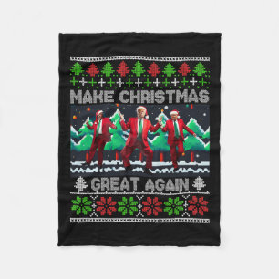 Funny Trump Make Christmas Great Again Ugly Fleece Blanket
