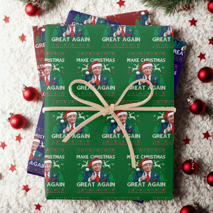 Funny Trump Make Christmas Great Again Ugly Gift Wrapping Paper Sheet