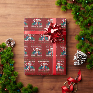 Funny Trump Make Christmas Great Again Ugly Red Wrapping Paper