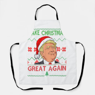 Funny Trump Make Christmas Great Again Ugly Sweate Apron