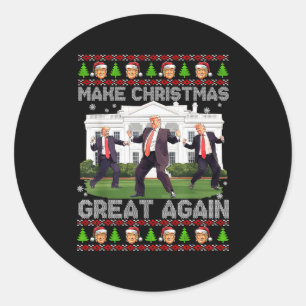 Funny Trump Make Christmas Great Again Ugly Sweate Classic Round Sticker