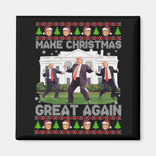 Funny Trump Make Christmas Great Again Ugly Sweate Magnet (Front)