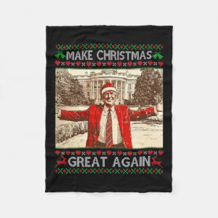 Funny Trump Make Christmas Great Again Xmas Family Fleece Blanket