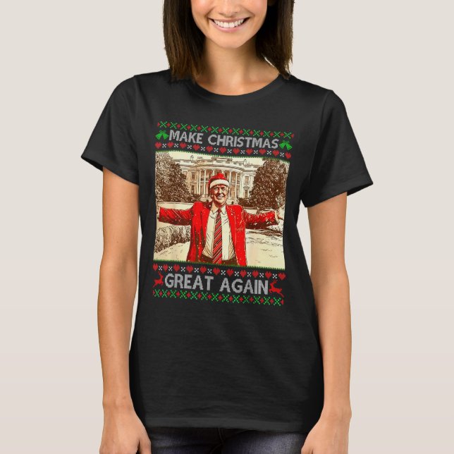 Funny Trump Make Christmas Great Again Xmas Family T-Shirt (Front)