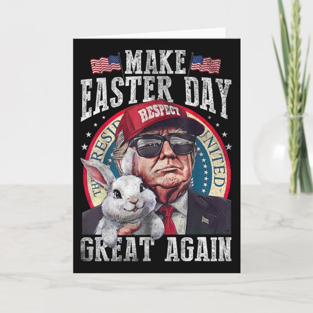 Funny Trump Make Easter Great Again Bunny Hunt Egg Card (Front)