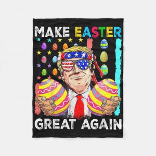 Funny Trump Make Easter Great Again Bunny Hunt Egg Fleece Blanket