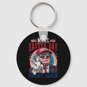 Funny Trump Make Easter Great Again Bunny Hunt Egg Key Ring
