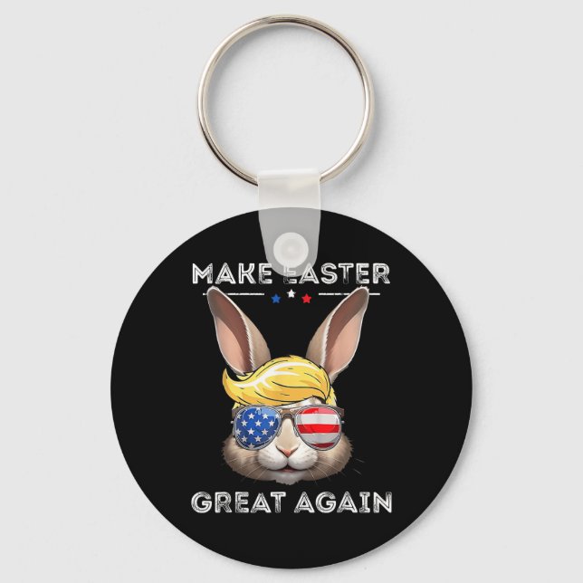 Funny Trump Make Easter Great Again Bunny Hunt Egg Key Ring (Front)