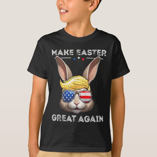 Funny Trump Make Easter Great Again Bunny Hunt Egg T-Shirt (Front)