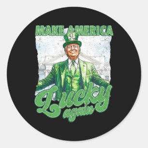 Funny Trump Make St Patrick's Day Great Again Iris Classic Round Sticker