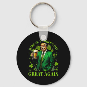 Funny Trump Make St Patrick's Day Great Again Iris Key Ring