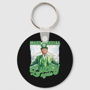 Funny Trump Make St Patrick's Day Great Again Iris Key Ring