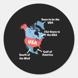 Funny Trump Map Of Usa - Canada  Classic Round Sticker
