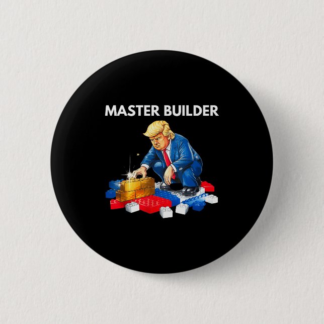 Funny Trump Master Builder Building Blocks Gift  6 Cm Round Badge (Front)