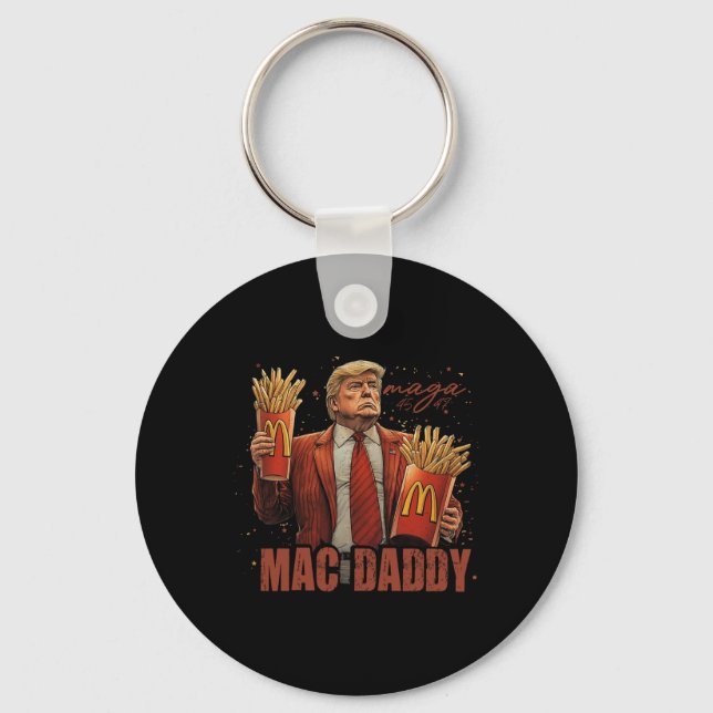 Funny Trump Mcdon 2024 Fast Food Mac Daddy Hamburg Key Ring (Front)