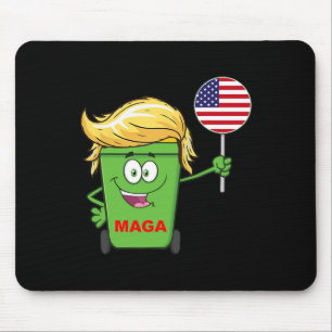 Funny Trump Mega Cartoon Garbage Can American Flag Mouse Mat
