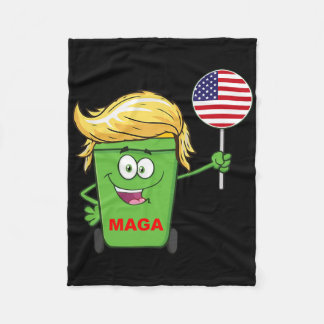 Funny Trump Mega Cartoon Garge Can American Flag  Fleece Blanket
