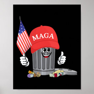 Funny Trump Mega Garge Can Cartoon Character Ameri Poster