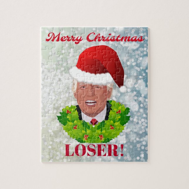 Funny Trump "Merry Christmas Loser" Jigsaw Puzzle (Vertical)