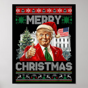 Funny Trump Merry Christmas Santa Family Xmas Ugly Poster