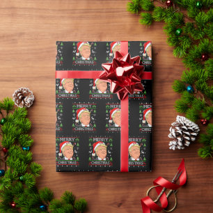 Funny Trump Merry Christmas Ugly Xmas Sweater Gift Wrapping Paper