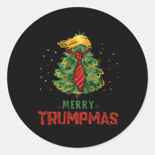 Funny Trump Merry Trumpmas Christmas Tree Xmas Hol Classic Round Sticker