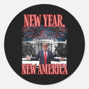 Funny Trump New Year Classic Round Sticker