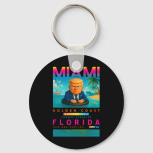 Funny Trump On Floating Yellow Duck Swim Ring In M Key Ring