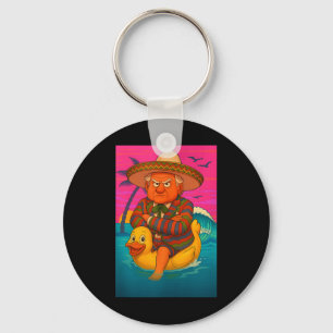 Funny Trump On Floating Yellow Duck Swim Ring In O Key Ring