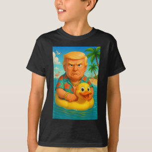 Funny Trump On Floating Yellow Duck Swim Ring In O T-Shirt