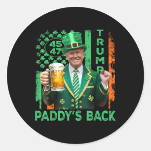 Funny Trump Paddys Back 45 47 St Patricks Day Usa Classic Round Sticker