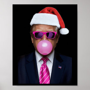 Funny Trump Pink Bubble Gum Christmas Xmas  Poster