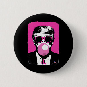 Funny Trump Pink Bubble Gum Sungles 6 Cm Round Badge