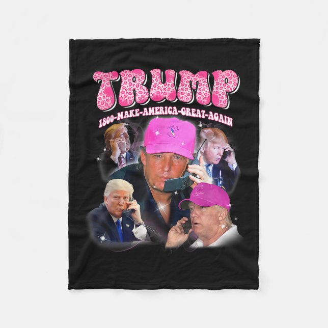 Funny Trump Pink Miss Me Yet Trump 2024 Take Ameri Fleece Blanket (Front)